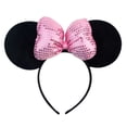 thumbnail image 1 of Diadema con orejas de Minnie Mouse para adultos y niños, Diadema con lazo de punto clásico de gran tamaño, diadema para fiesta, Festival caliente, Disney, parque, viaje, accesorios para el cabello DIY, 1 of 4