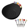 thumbnail image 2 of Decorative Ceramic Fruit Tray High Value Snack Tray for Living Room Tabletops & Dining Tables Cute Fruit Bowl with Built-In Forks, Black, JKODE, 2 of 6