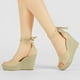 thumbnail image 2 of Sandalias de cuña Allegra K Alpargatas Correa de tobillo Mujeres Beige 41, 2 of 7