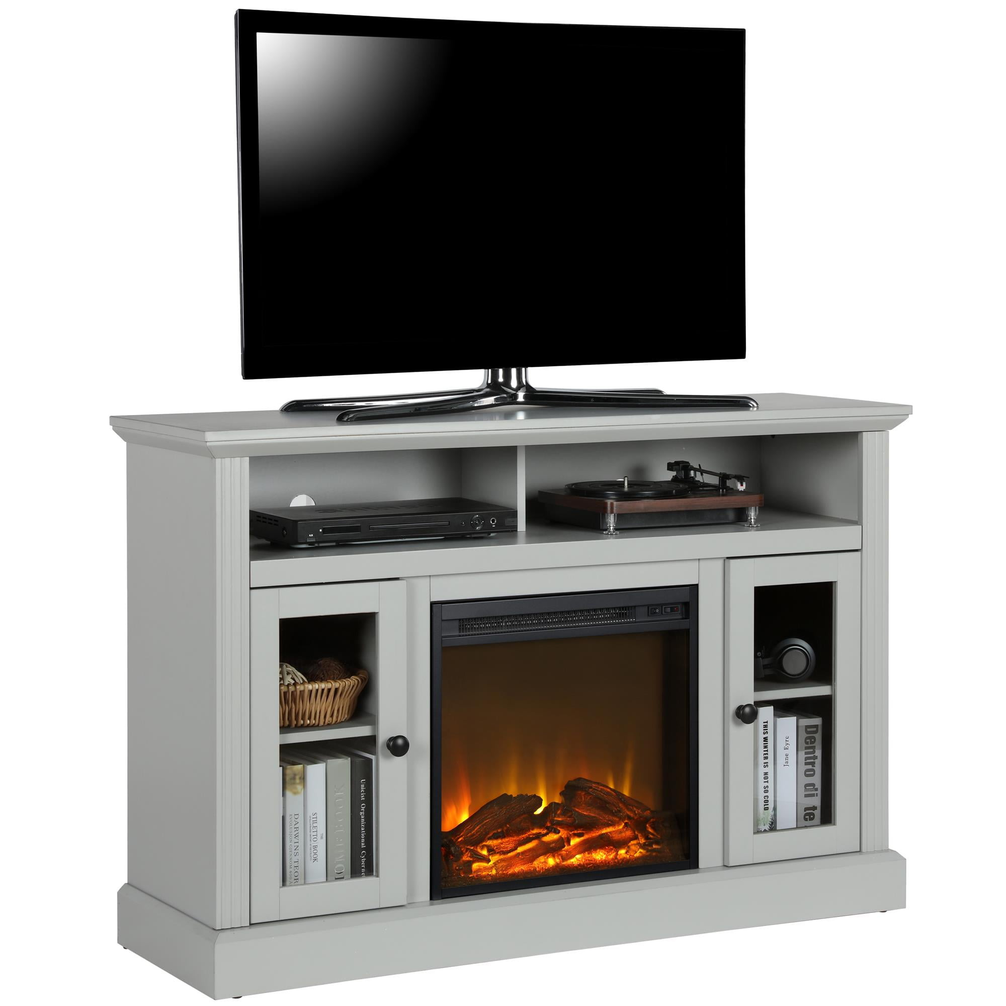 Ameriwood Home Chicago Fireplace 65 Rustic Oak TV Stand, 