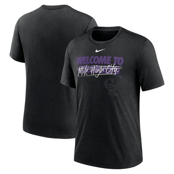 Men's Nike Heather Black Colorado Rockies Home Spin Tri-Blend T-Shirt