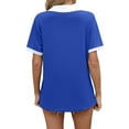 thumbnail image 2 of Women Polo Shirts Short Sleeve U Neck Shirt Summer Basic Tee Dressy Casual Loose Work Blouse Color Block Tunic Tshirt, 2 of 4