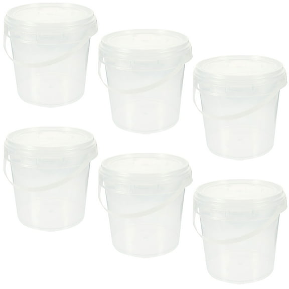 Masteelf Clear Plastic Food Storage Containers with Lid and Handle for Ice Cream and Meal Prep  6pcs Transparent