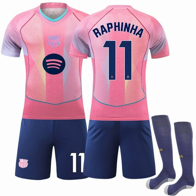2526 Barcelona Édition Spéciale Uniforme de Soccer Rose No. 11 Raphinha Maillot de Sport Réplique pour Enfants et Adultes -L