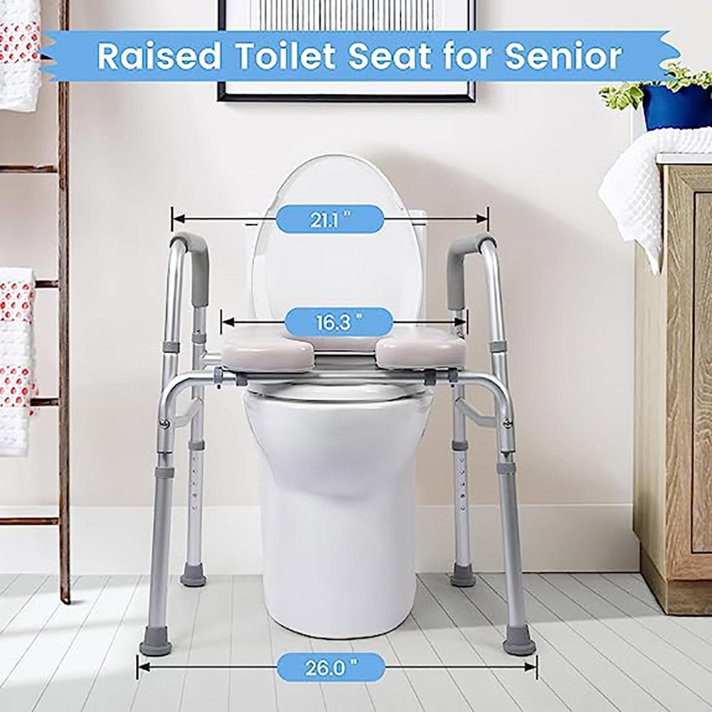 Yiwa 350LB Raised Toilet Seat for Senior, Adjustable Height, Padded Seat for Elderly, Disabled