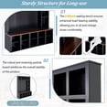thumbnail image 6 of Farmhouse Hall Tree with Bench, 4-in-1 Entryway Storage Cabinet with 6 Hooks, Adjustable Shoe Shelves and Cubbies, Wooden Mudroom Organizer for Primary Living Space, Black Dark Walnut, 6 of 7