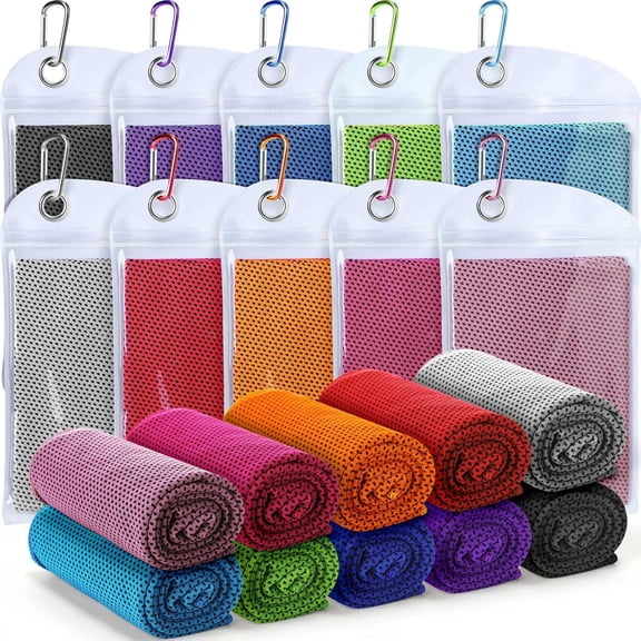 Natonhi 10 Pack Cooling Towels,35 x 12 Inch Ice Breathable Soft Chilly Sweat Rag Microfiber Workout Rags for Gym Cooling Towels for Neck and Face for Yoga Golf Sport Running Gym Workout