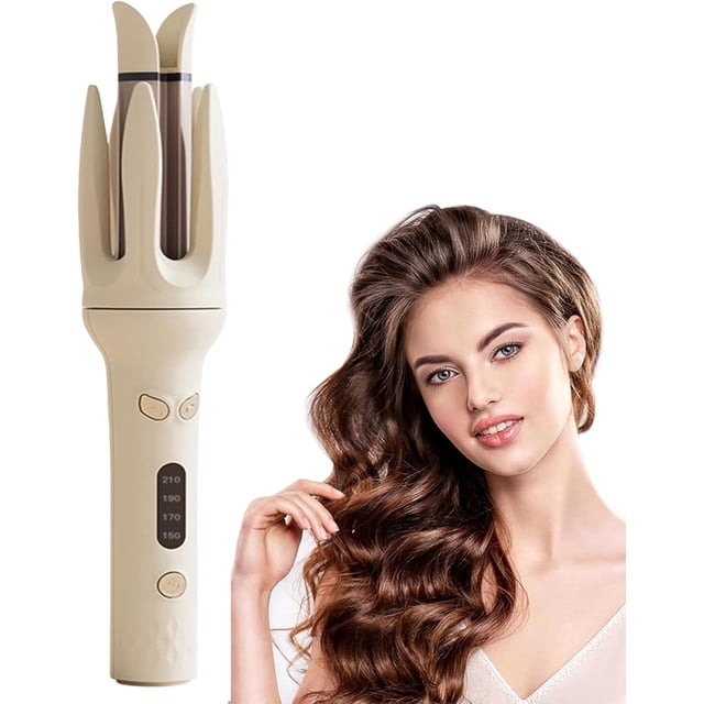HUGFEGWE Rotating Curling Iron, Automatic Hair Curler Fast Heating Automatic Curling Iron with 4 Adjustable Temps for Hair Styling CJ25311-10267