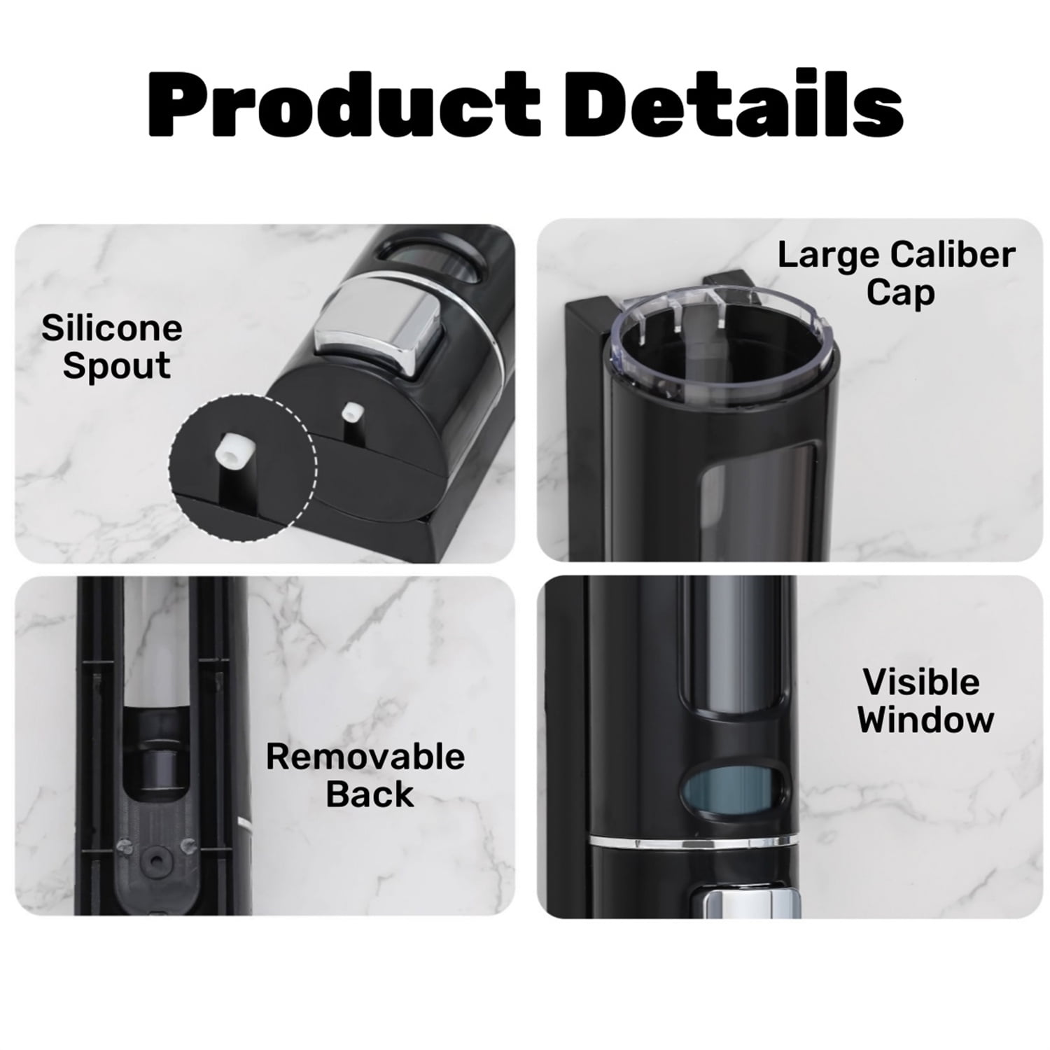 Dingrich 3 Chamber Shower Soap Dispenser, 400ml Large Capacity Shampoo and Conditioner Dispenser, Wall Mounted No Drill Shower Pump Dispenser for Shower Room, Bathroom, Hotel - White