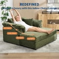 thumbnail image 4 of Oversized Chaise Lounge Chair Indoor Upholstered Sofa Bed with Throw Pillows and Armrests Comfy Corduroy Sleeper Couch with Cup Holders and Charging Port for Living Room Bedroom 60 Inch Wide Green, 4 of 9