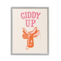 Stupell Industries Giddy Up Phrase Typography Painting Gray Framed Art Print Wall Art, 24 x 30