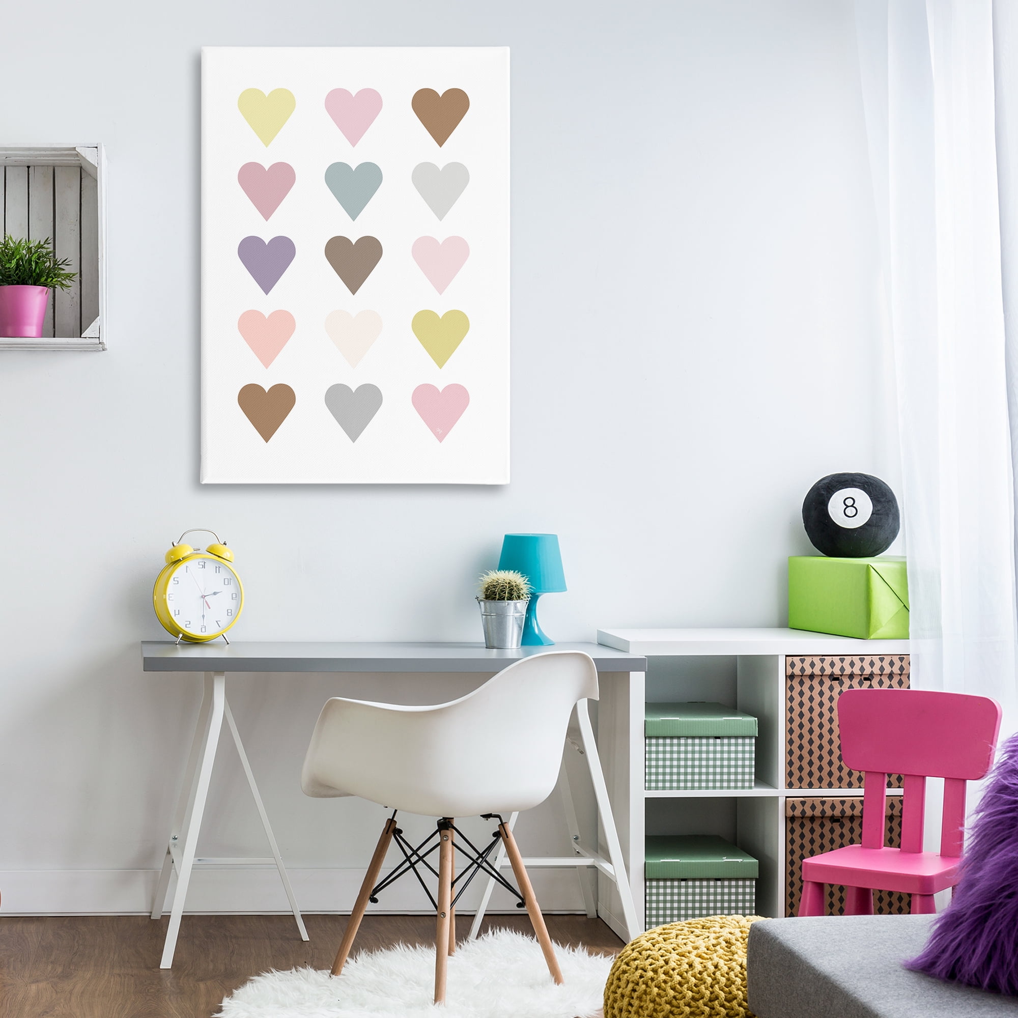 Stupell Industries Soft Pastel Hearts Abstract Painting Gallery Wrapped Canvas Art Print Wall Art, 30 x 45