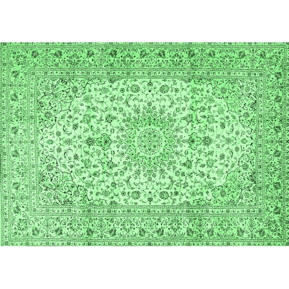 Ahgly Company Indoor Rectangle Medallion Emerald Green Traditional Area Rugs, 5' x 8'