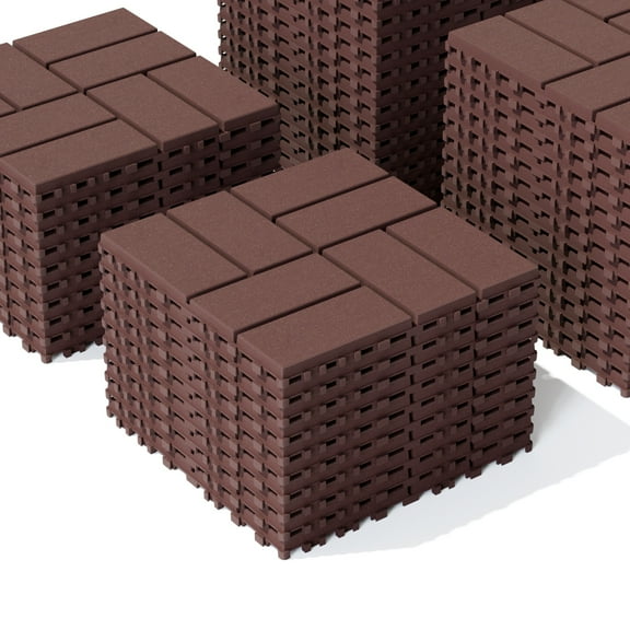 Plastic Interlocking Deck Tiles, 44 Pack 12"x12" Waterproof Outdoor Patio Tiles, All-Weather Interlocking Floor Tiles for Poolside, Balcony, Backyard, Easy to Install & Durable PP Material