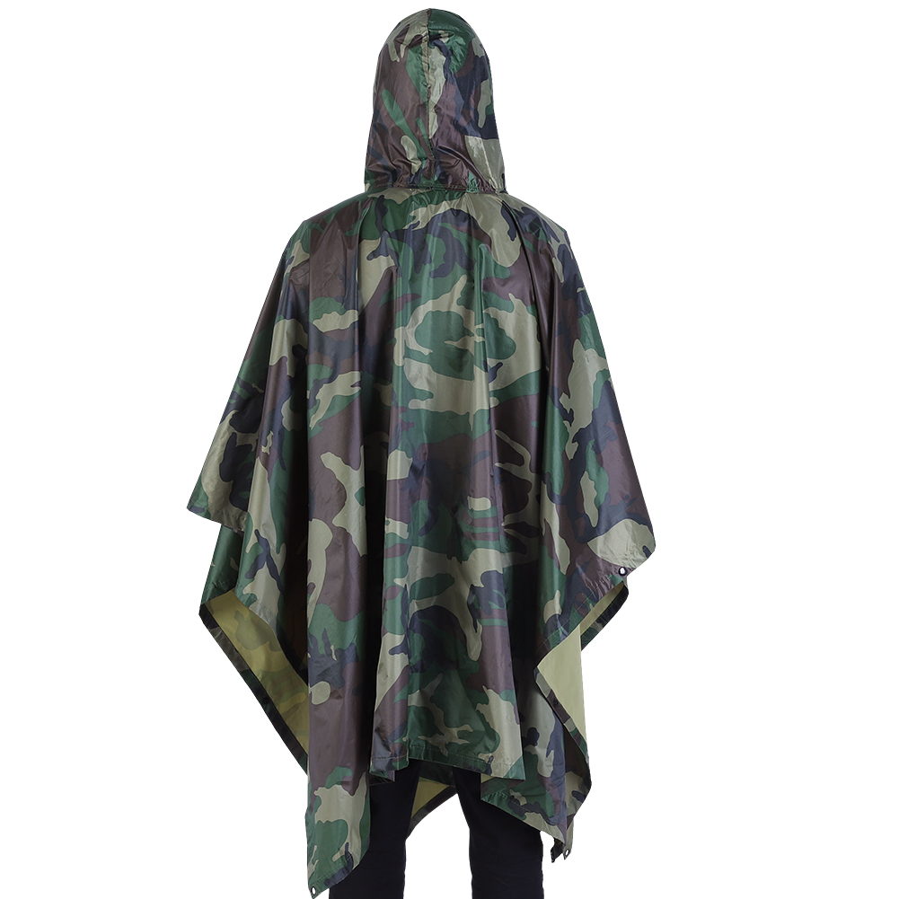 Waterproof Army Hooded Ripstop Festival Rain Poncho Military Camping Outdoor GS1