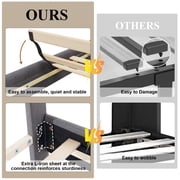 E-motie Full Upholstered Bed Frame with Storage Ottoman, Charging Station and LED, Gray Full Bed