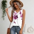 thumbnail image 4 of Bbyeadc Tank Tops for Women Sleeveless Pleated Tank Top Loose Fit Floral Print Shirt Comfortable Beach Travel Everyday Wear,Purple (M), 4 of 7