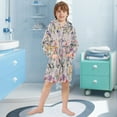 thumbnail image 5 of FORMRS Niños Bathrobe Unisex Hooded Robe Soft Plush Pajamas Sleepwear, Size 2-3T, Purple Floral Pattern, 5 of 7