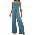 thumbnail image 1 of Kcodviy Women Soid Summer Button Womens Sparkly Jumpsuit Lace Up Short Sleeve Wide Leg Romper Light Rip Straight Jumpsuit Sparkly Jumpsuit for Women Plus Size Vest Long Pants, 1 of 8