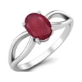 thumbnail image 2 of 7X5 MM Oval Shape Ruby Glass Filled 925 Sterling Silver July Birthstone Solitaire Celtic Ring, 2 of 3