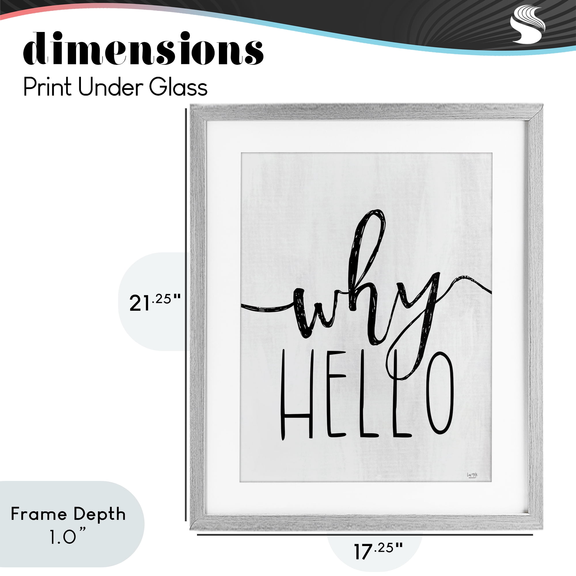 Stupell Industries Why Hello Typography Gray Framed Print Under Glass, design by Lux + Me Designs