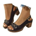 thumbnail image 2 of Block Heel Sandals for Women 2026 Summer Trendy Pu Leather Open Toe Slingback Heeled Dressy Sandals, 2 of 8