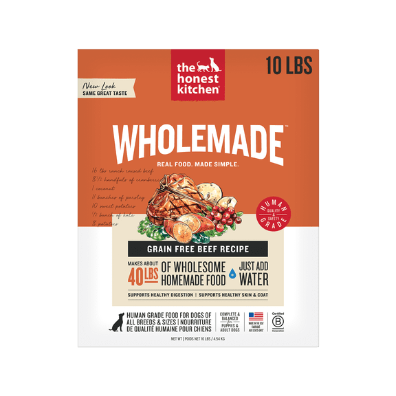 The Honest Kitchen Love: Natural Human Grade Dehydrated Dog Food, Grain Free Beef, 10 lbs (Makes 40 lbs)