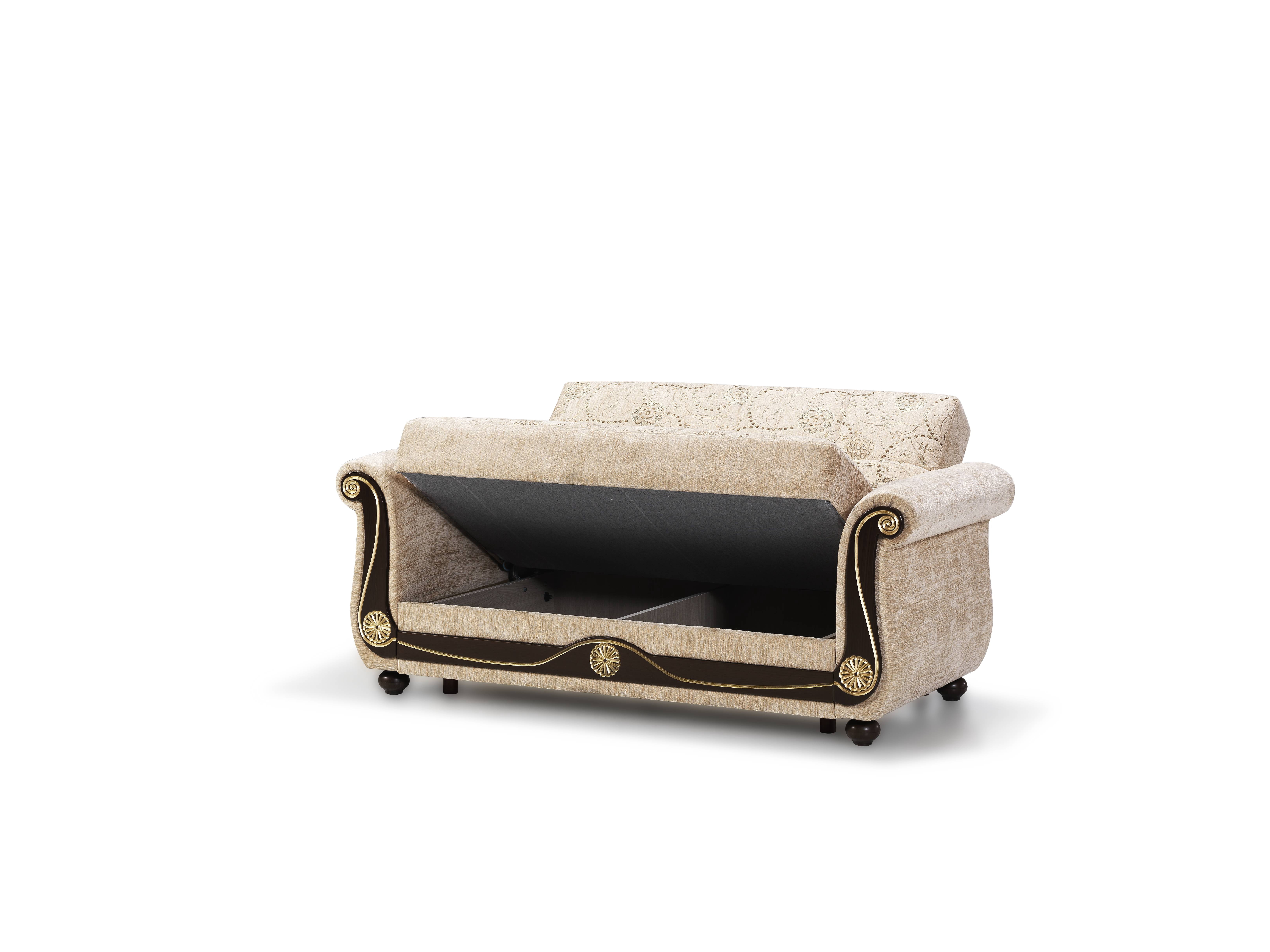 Ottomanson Convertible Sleeper Sofa Bed with Hidden Storage, Firm Comfort Couch, Beige
