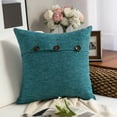 thumbnail image 2 of Phantoscope Decorative Throw Pillow Set, Soft Corduroy Striped Velvet & Triple Buttons Cotton Blend Series Bundle, for Sofa Couch Bedroom, Off White & Lake Blue, 18" x 18", 2 of 7