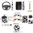 thumbnail image 7 of HUISEFOR Cow Print Car Seat Cover Full Set 15 Pieces for Most Truck SUV Steering Wheel Cover Seat Belt Cover Car Trash Can Air Vent Storage Bag Keychain Rear View Mirror Cover, 7 of 7