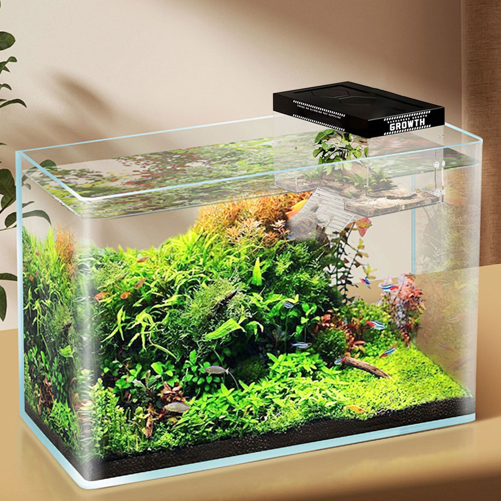 Large Acrylic Turtle Terrarium Platform for Sunbathing – Durable Non-Slip Ramp Accessory for Reptiles and Amphibians – Easy Installation and 360° Observation