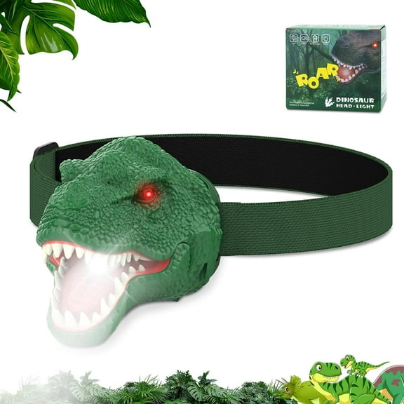 Kids Headlamp, Dinosaur LED Headlamp for Kids Led Headlights Roar & Silent Mode, T-Rex Dinosaur Toys for Kids 3-8, Camping Gear, Christmas Gifts for Boys Girls Adults, Green