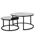 thumbnail image 5 of Canddidliike 2PCS Modern Round Nesting Coffee Table Metal Frame & Glass Top - Black, 5 of 11