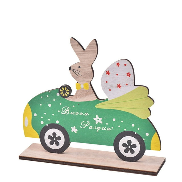 TIELUTT Easter Wooden Crafts Rabbit Radish Bike Easter Rabbit Riding Wooden Ornaments Christmas Ornament Exchange Mailman Ornament Shatterproof Ornament Set Oversized Christmas Bulbs Snowflake