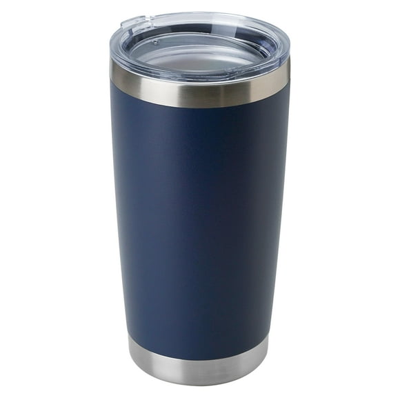 DOMICARE Gobelet en Acier Inoxydable 20oz en Vrac avec Couvercle, Tasse de Voyage à Double Paroi Isolée sous Vide, Tasse à Café Enduite de Poudre (Poudre Marine, 1)