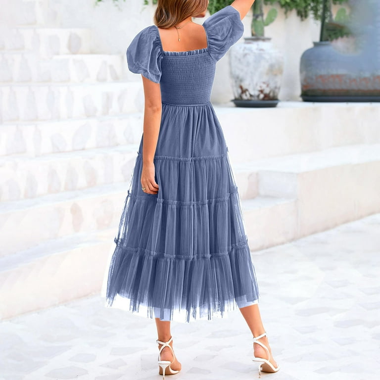 knee length dresses for ladies Smocked Babydoll Velour Velvet Dress