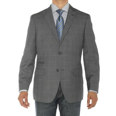 LN LUCIANO NATAZZI Mens Two Button Ticket Pocket Blazer Modern Fit Suit Jacket DK Gray