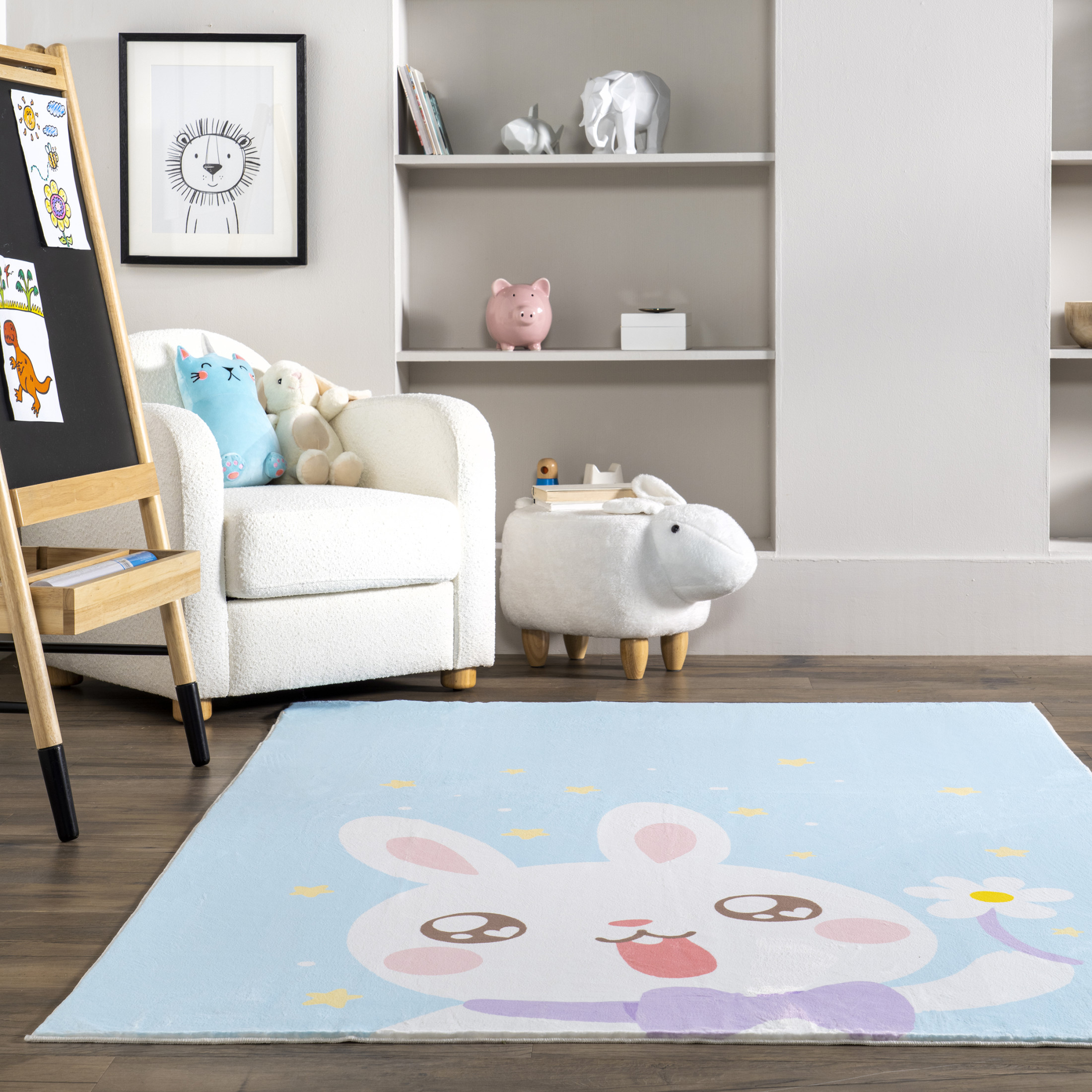 nuLOOM Aloisia SpinClean Bunny Machine Washable Area Rug, 7' 6" x 9' 6", Aloisia Blue