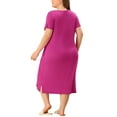 thumbnail image 3 of Agnes Orinda Nuisettes pour Femmes Grande Taille Col Rond Manches Courtes Pyjama à Imprimé Chats avec Poche 1X Fuchsia, 3 of 7