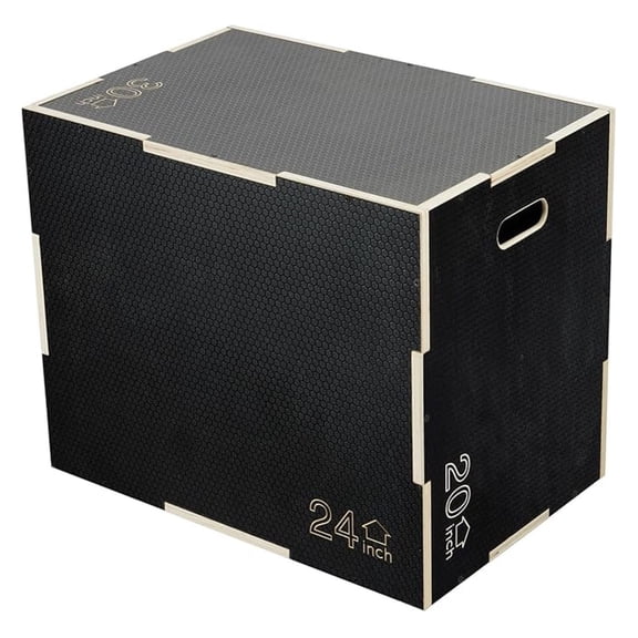 30" x 24" x 20" Non-Slip Wooden Plyo Box Jump Exercise Platform, Plyometric Workout Equipment for Home Gym, Training Step Box, Black