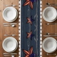 thumbnail image 4 of Table Runner 70 Inches Long for Kitchen Dining, 4th of July Dresser Scarf Farmhouse, Dining Table Decorations for Wedding/Parties, Country Texas Star Flag Red Blue Wooden Grain 13 x 70 In, 4 of 8