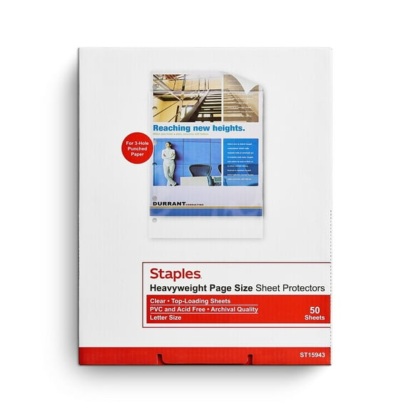 Staples Standard Weight Sheet Protectors for 3-Hole Punched Paper  Clear 150/Carton ST15943-CCVS