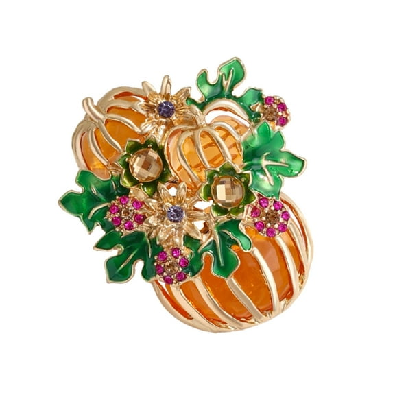 SDFGTstore Elegant Halloween Pumpkin Brooch Crystal Rhinestones Party Costume Jewelry Gift