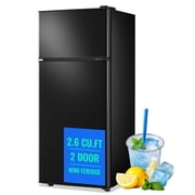 TACOOL Apartment Size Mini Fridge Dual Door 2.65Cu.ft Dorm Refrigerator, Black, New