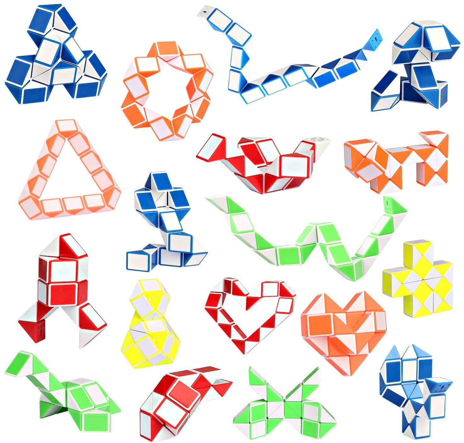 12 Pack 24 Blocks Magic Snake Cube Magic Speed Cubes Mini Plastic Puzzle Cube Toy for Kids Party Favors