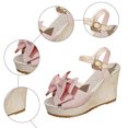 thumbnail image 5 of Rokment Womens Bowknot Wedge Dressy Sandals Elegant Open Toe Ankle Strap Platform Chunky High Heels Summer Dress Shoes for Bride Wedding Business Office, 5 of 8