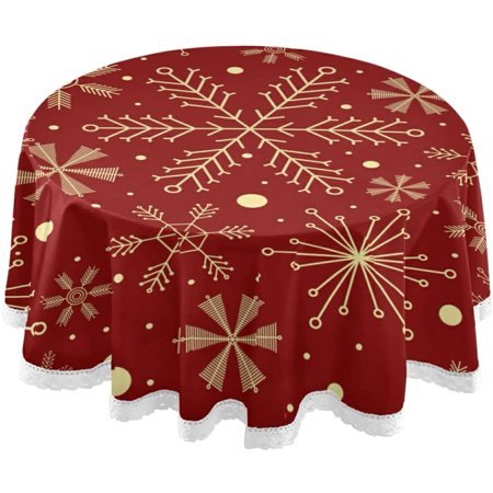 

Christmas Tablecloth 60 Inch Snowflakes Round Table Cover Runner for Kitchen Dining Wedding Party Home Decoration Tabletop
