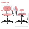 thumbnail image 4 of JJS Low Back Velvet Fabric Home Office Computer Chair with Armrest in Pink, 4 of 9