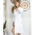 thumbnail image 6 of Lotus Linen Knee-Length Waffle Robe Women - Lightweight Short Spa Bathrobe, White XXL, 6 of 6