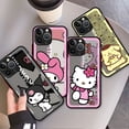 thumbnail image 2 of Phone Case For iPhone 15 14 13 12 Mini 11 Pro Max X XS XR 7 8 Plus 14+ 14pro Silicone Edge Matte Coque Hello Kitty Kuromi Melody, 2 of 5